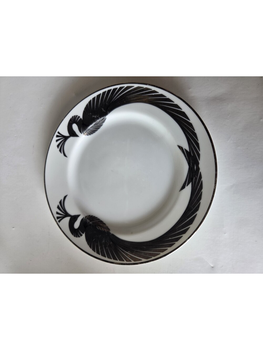 Fitz & Floyd Phoenix Rising Porcelain Salad Plates 7.5in Platinum Disc SE2